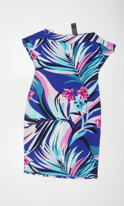 M&Co Women’s Multicoloured Floral Bodycon Knee Length Dress Size 12