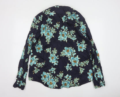 Hawes & Curtis Mens Navy Blue Floral Long Sleeve Button-Up Shirt XXXL