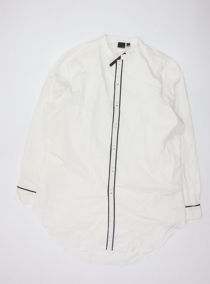 ASOS Men’s White 3XL Regular Fit Band Collar Long Sleeve Shirt