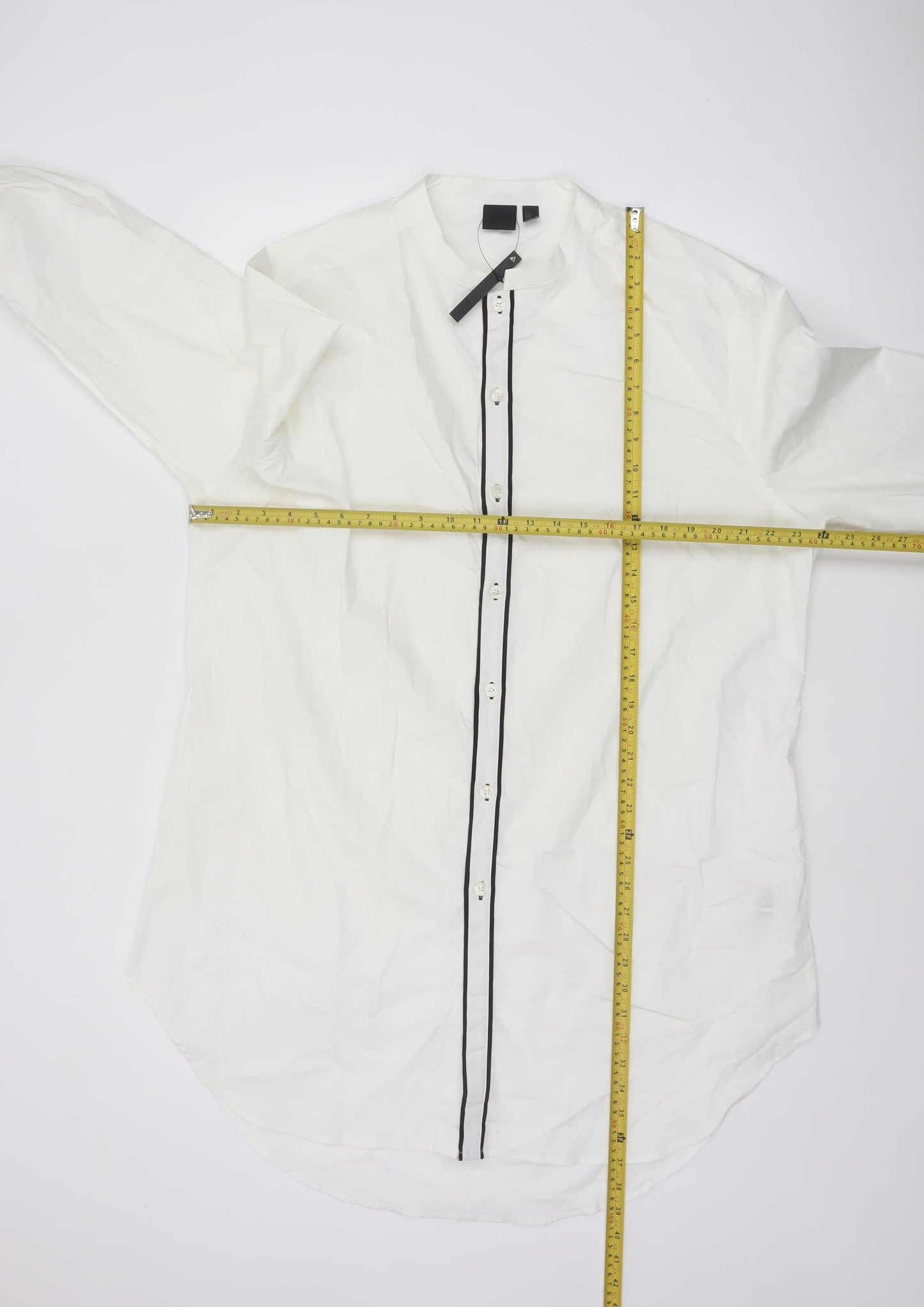 ASOS Men’s White 3XL Regular Fit Band Collar Long Sleeve Shirt
