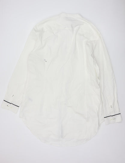 ASOS Men’s White 3XL Regular Fit Band Collar Long Sleeve Shirt