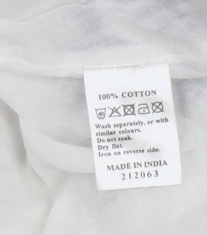Monsoon Women White Embroidered A-Line Cotton Skirt Size 20