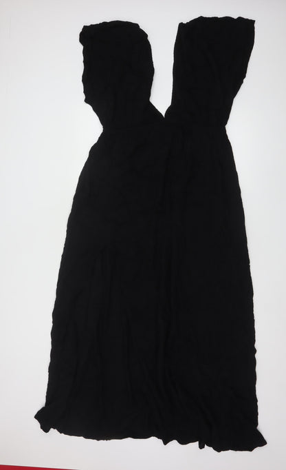 ASOS DESIGN Women’s Black Viscose Midi A-Line Dress Size 16