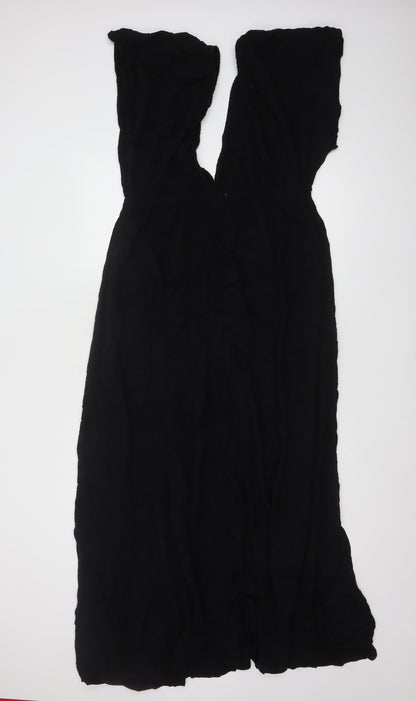 ASOS DESIGN Women’s Black Viscose Midi A-Line Dress Size 16