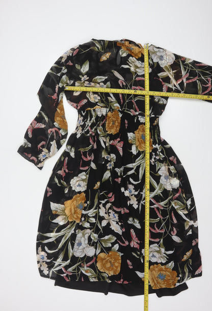 Boohoo Women's Multicoloured Floral Midi A-Line Dress Size 12