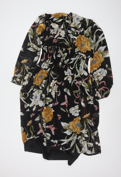 Boohoo Women's Multicoloured Floral Midi A-Line Dress Size 12