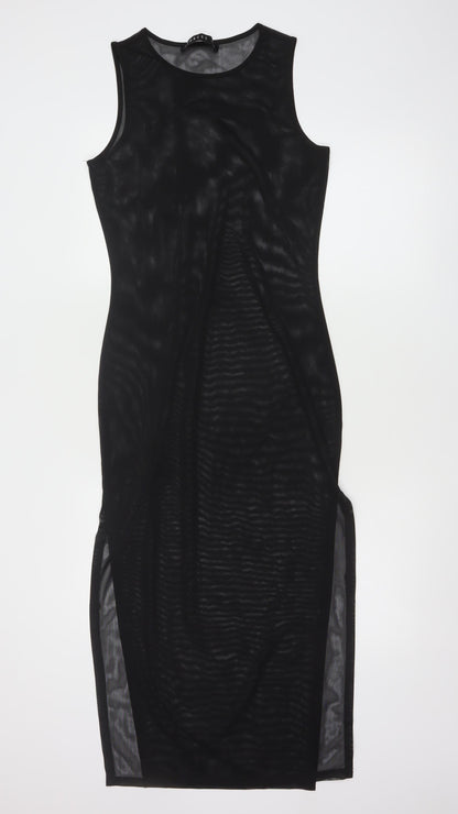 Lioness Women's Black Mesh Sleeveless Bodycon Midi Dress Size M