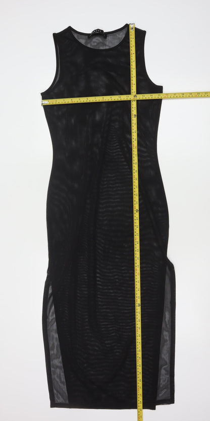 Lioness Women's Black Mesh Sleeveless Bodycon Midi Dress Size M