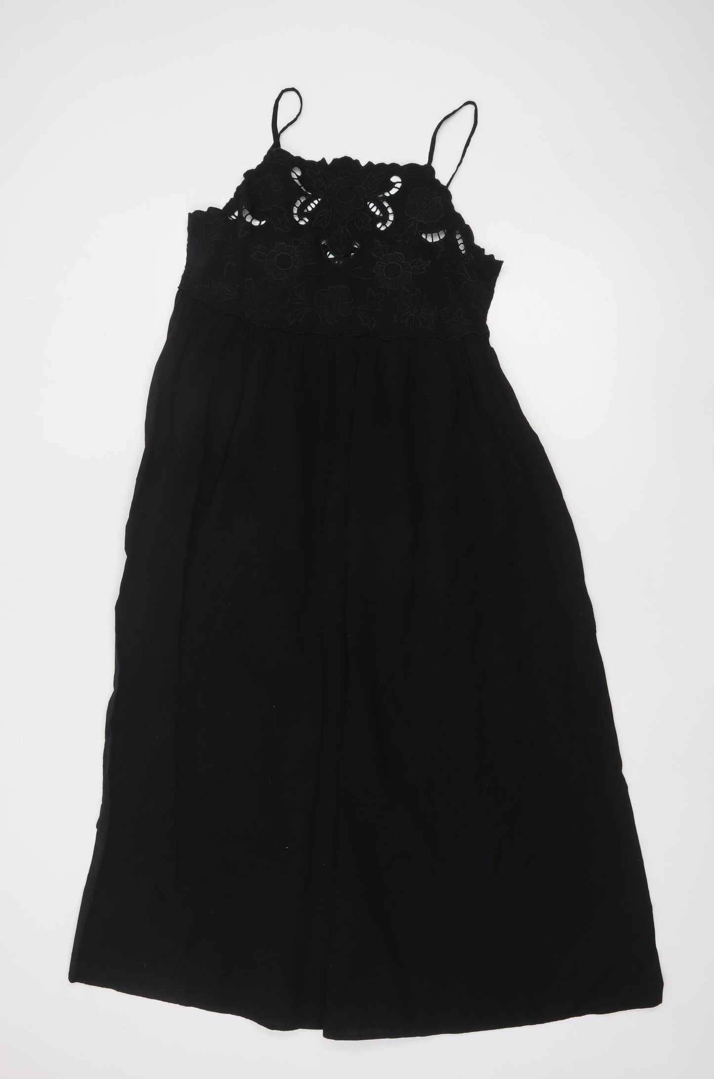 New Look Women's Black Size 12 Cotton Embroidered Midi Maxi Dress