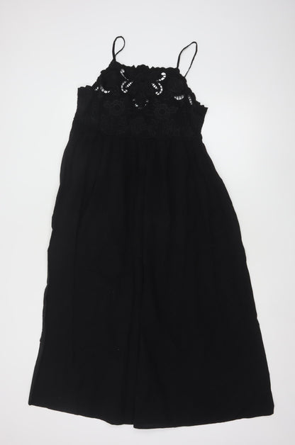 New Look Women's Black Size 12 Cotton Embroidered Midi Maxi Dress