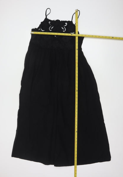 New Look Women's Black Size 12 Cotton Embroidered Midi Maxi Dress