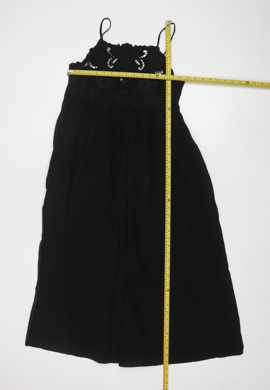 New Look Women's Black Size 12 Cotton Embroidered Midi Maxi Dress