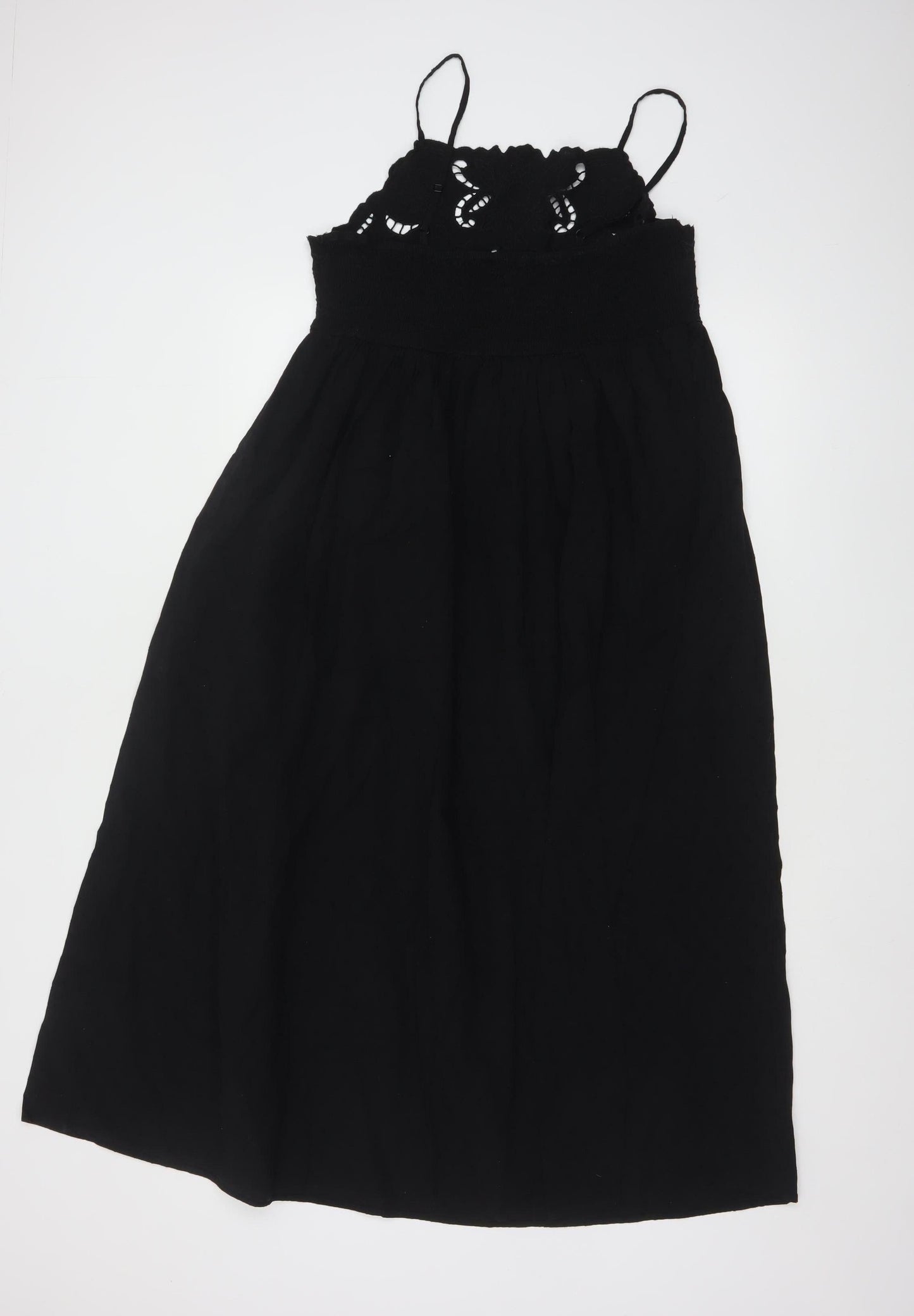 New Look Women's Black Size 12 Cotton Embroidered Midi Maxi Dress