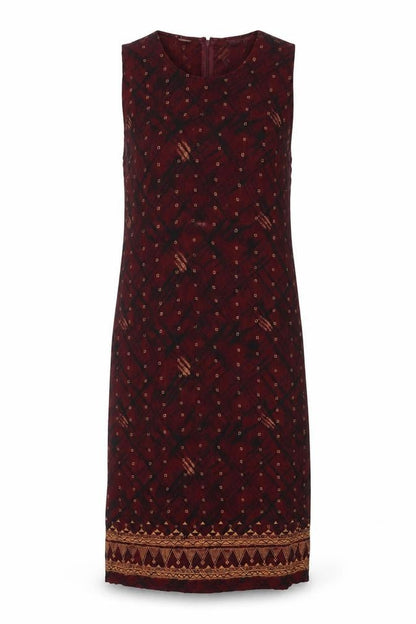 Amanda Smith Petites Brown Silk Sleeveless Shift Dress S