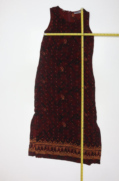 Amanda Smith Petites Brown Silk Sleeveless Shift Dress S