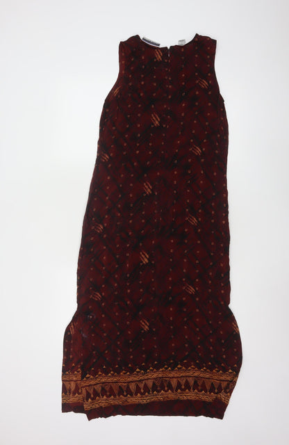 Amanda Smith Petites Brown Silk Sleeveless Shift Dress S