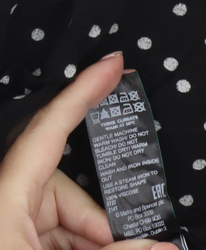 Marks and Spencer Women Black Polka Dot A-Line Midi Dress Size 16