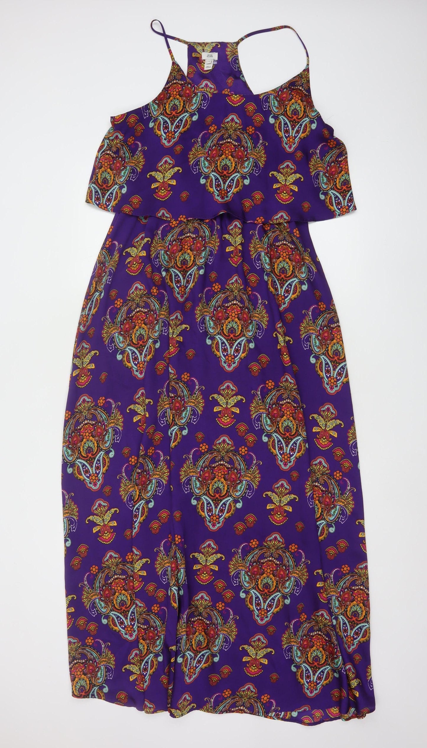River Island Women’s Purple Paisley Midi Slip Dress Size 12