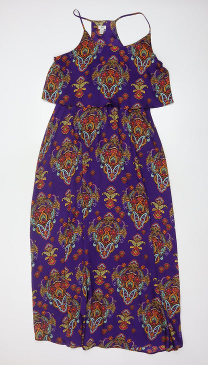 River Island Women’s Purple Paisley Midi Slip Dress Size 12