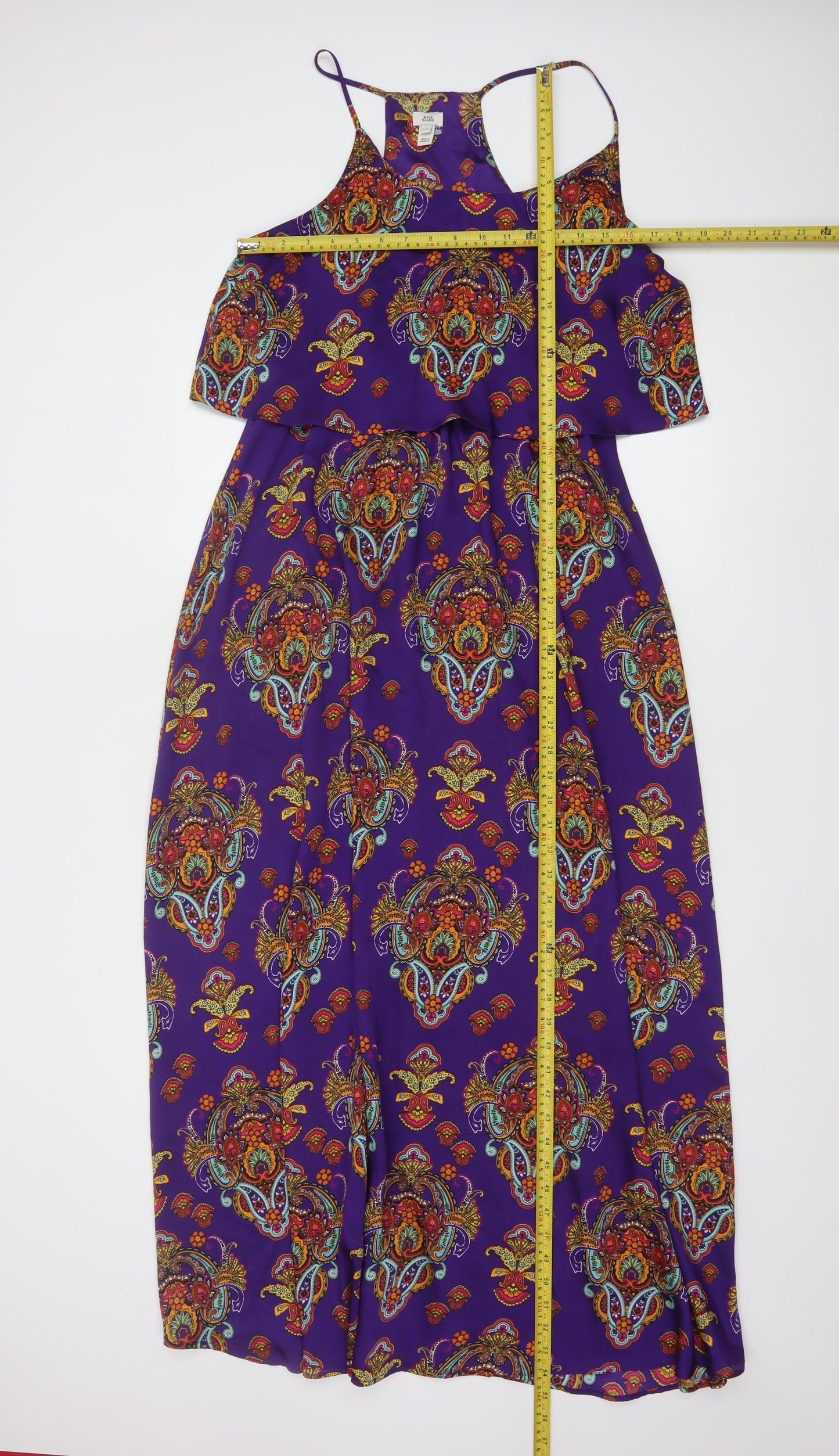 River Island Women’s Purple Paisley Midi Slip Dress Size 12