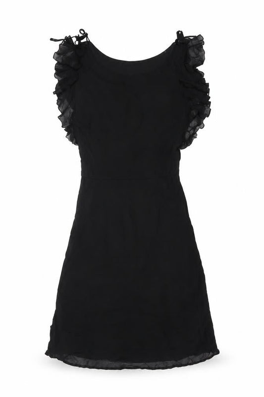 Coast Women’s Black Fit & Flare Ruffle Knee Length Dress Size 10