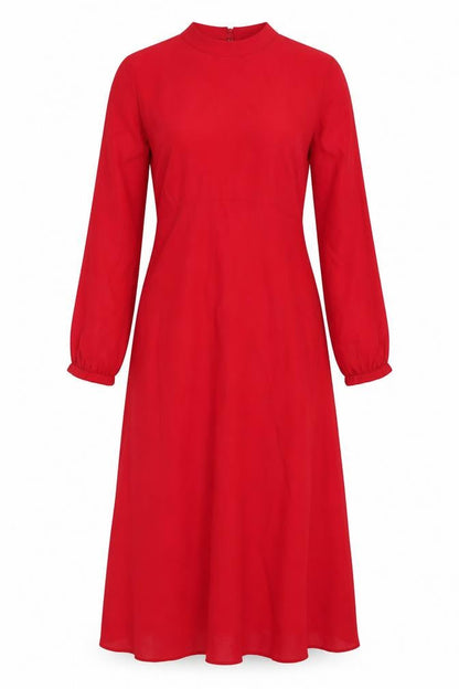 Mint Velvet Women Red Size 12 A-Line Midi Long Sleeve Dress