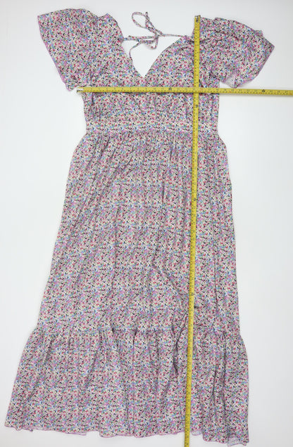 Boohoo Women’s Multicoloured Floral Midi Wrap Dress Size 16