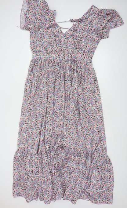 Boohoo Women’s Multicoloured Floral Midi Wrap Dress Size 16