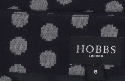 Hobbs Women Blue Polka Dot Wool Blend Pencil Skirt Size 8