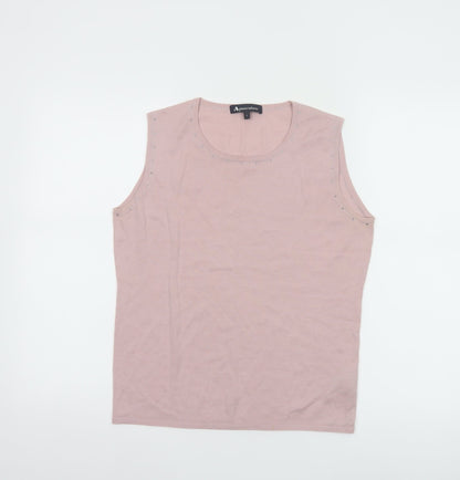 Aquascutum Women Pink Wool Silk Cashmere Sleeveless Tank L
