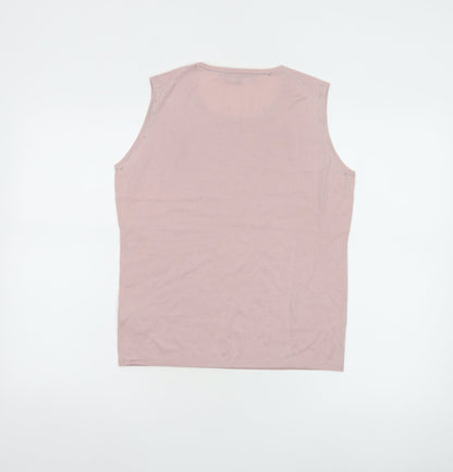 Aquascutum Women Pink Wool Silk Cashmere Sleeveless Tank L