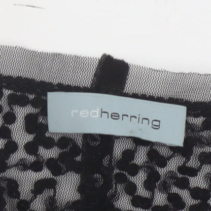 Red Herring Women's Black Sequin Cropped Blouse Size M Party Top