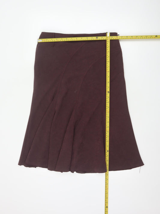 Soon Women Brown Knee Length Flare Skirt Size 12 Polyester Stretch