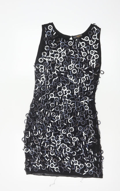 ASOS Women’s Black Sequin Bodycon Short Dress Size 8 Party Wear