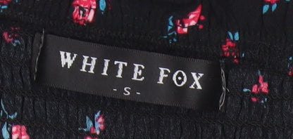 White Fox Women's Black Floral Off Shoulder Bodycon Dress S