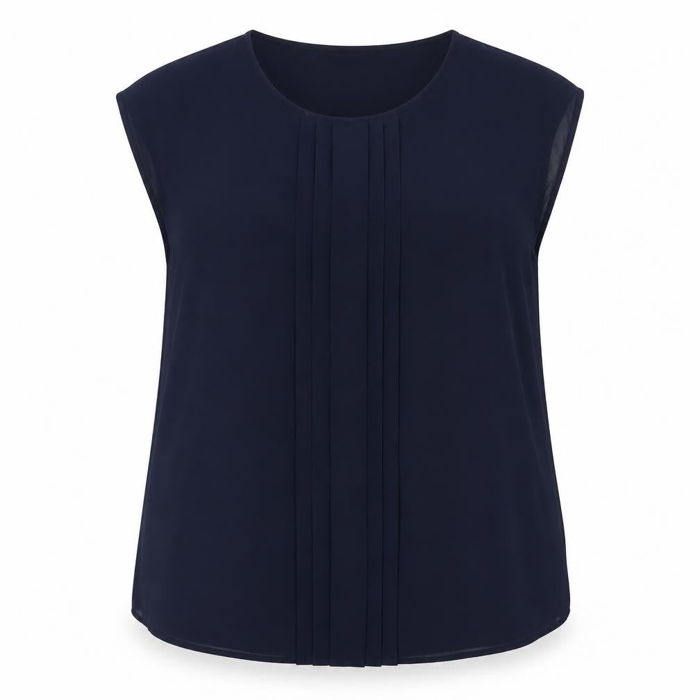 Boden Women's Blue Cotton Modal Pleated Sleeveless Blouse Size 18