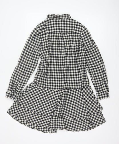 Mint Velvet Women's Black Check Cotton Shirt Dress Size 10