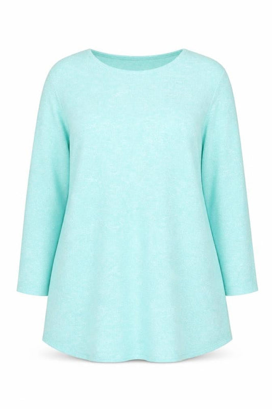 Saloos Women's Green Tunic Blouse Size 18 3/4 Sleeve Stretch Top