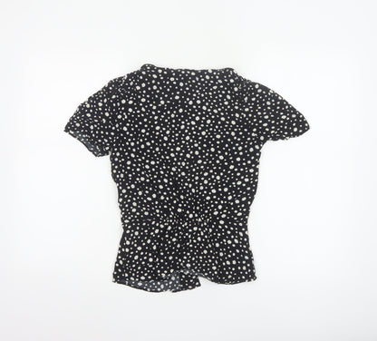 River Island Women’s Black Floral Button Blouse Size 8 Viscose