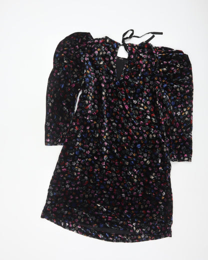 AND/OR Women’s Multicoloured Floral Velvet Shift Dress Size 6
