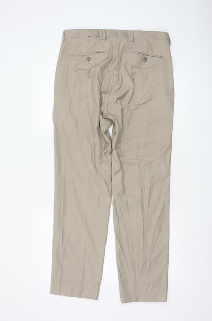Marks and Spencer Men Beige Regular Fit Chino Trousers 34