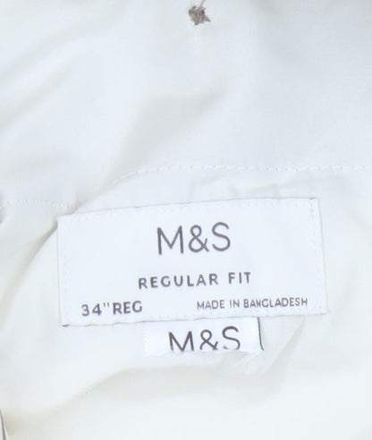 Marks and Spencer Men Beige Regular Fit Chino Trousers 34