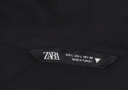 Zara Women's Black Size 14 Wrap Shirt Dress Long Sleeve