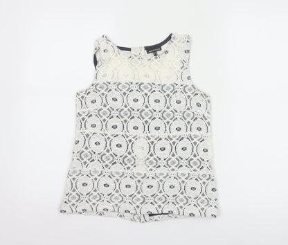 Warehouse Women's White Lace Tank Top UK 10 Sleeveless Camisole