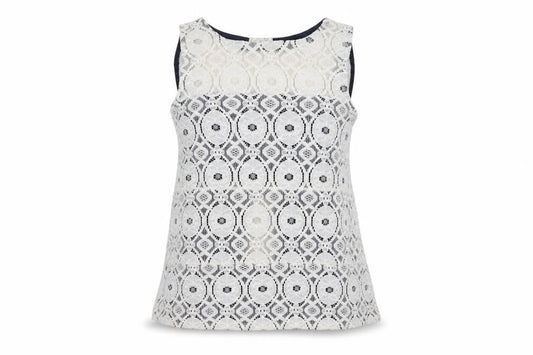 Warehouse Women's White Lace Tank Top UK 10 Sleeveless Camisole
