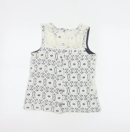 Warehouse Women's White Lace Tank Top UK 10 Sleeveless Camisole