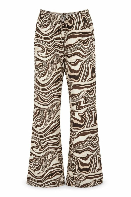 Bershka Womens Brown Geometric Flared Trousers Size M