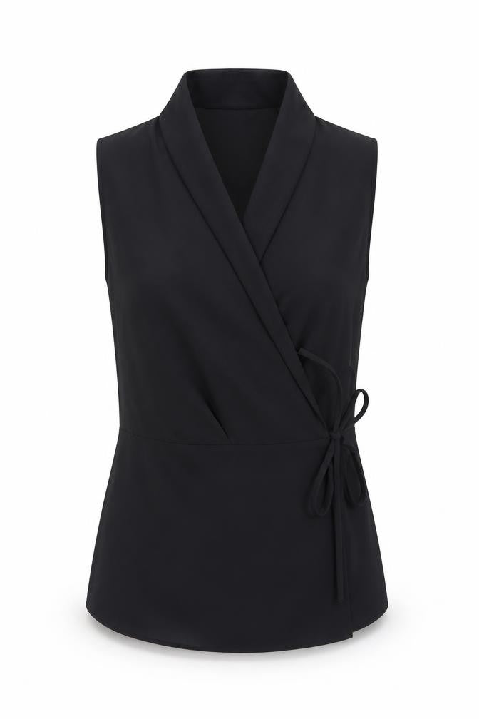 Coast Women's Black Wrap Sleeveless Blouse UK 10