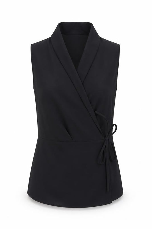 Coast Women's Black Wrap Sleeveless Blouse UK 10