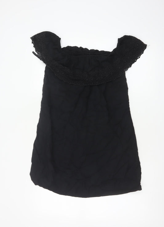 Hollister Womens Black Off Shoulder Short Dress Size S Viscose Lace